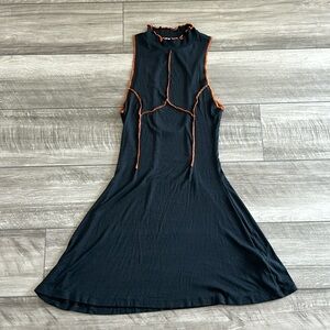 Urban Outfitters Black and orange Sleeveless Seamed Ribbed Cutout Back MiniDress
